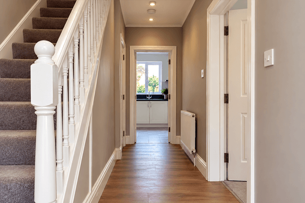 Interior woodwork after professional preparation and fresh paint